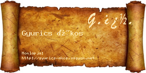 Gyurics Ákos névjegykártya